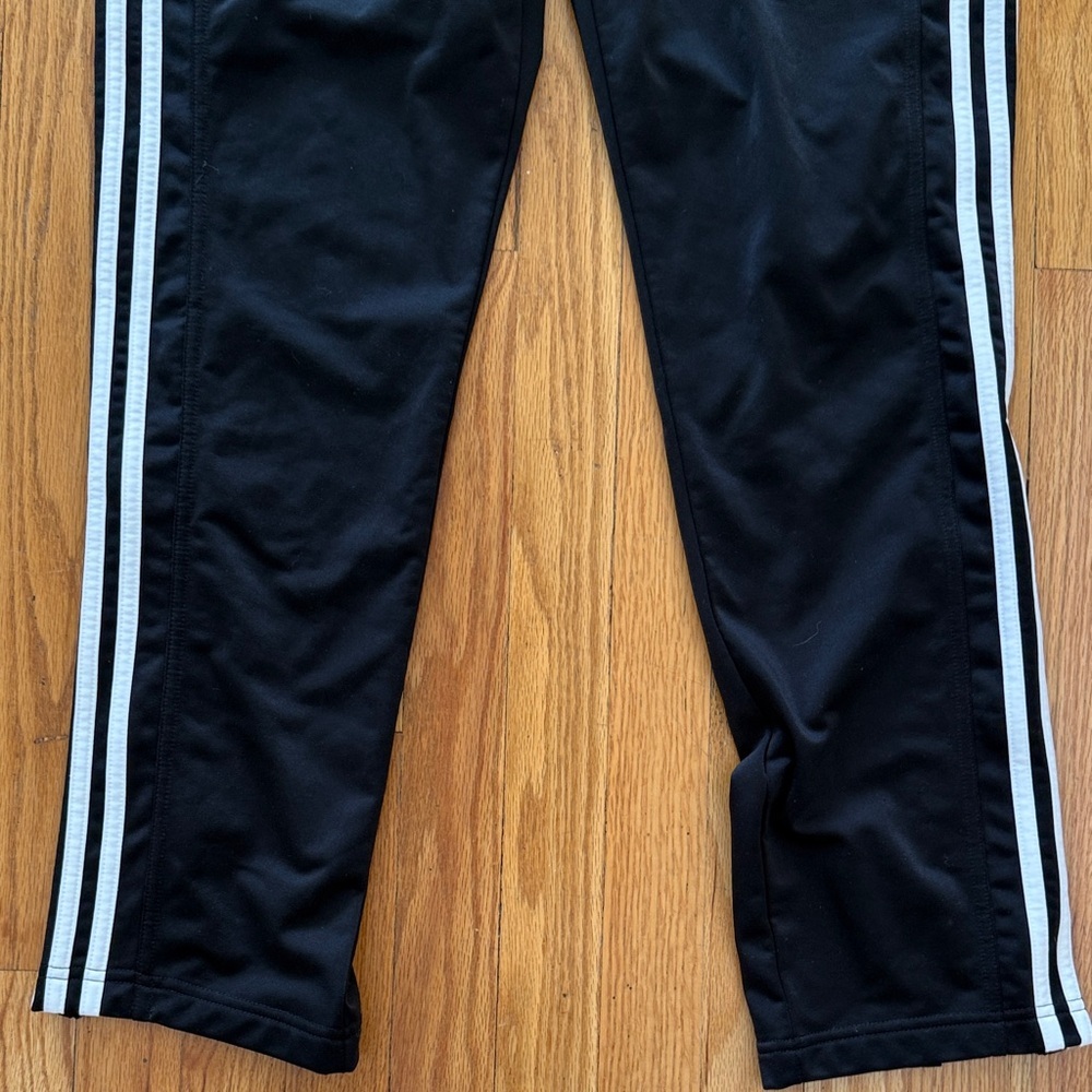 Adidas sz L  Black Joggers with White Stripes zip at ankle great condition - Picture 2 of 7